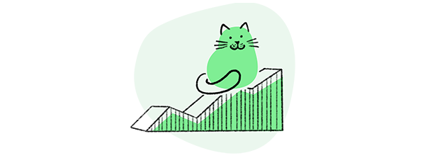 Loomly brand content management analytics green cat illustration