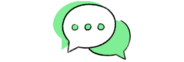Loomly content management features audience interactions green chat bubbles illustration