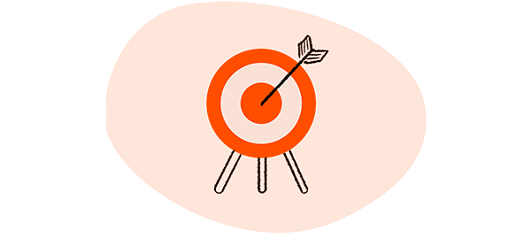 Loomly content management features audience targeting orange target illustration