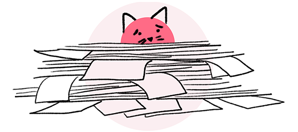 Loomly content management features organization red cat illustration
