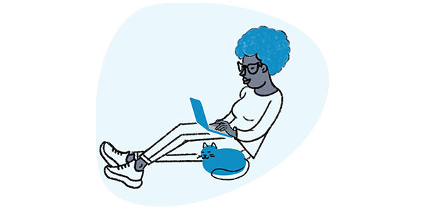 Loomly content management features scheduling automated publishing blue girl illustration