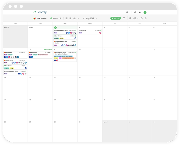 Loomly calendar view screenshot