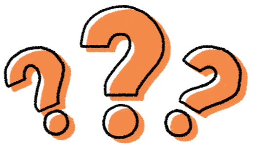 Loomly support frequently asked questions orange question marks illustration